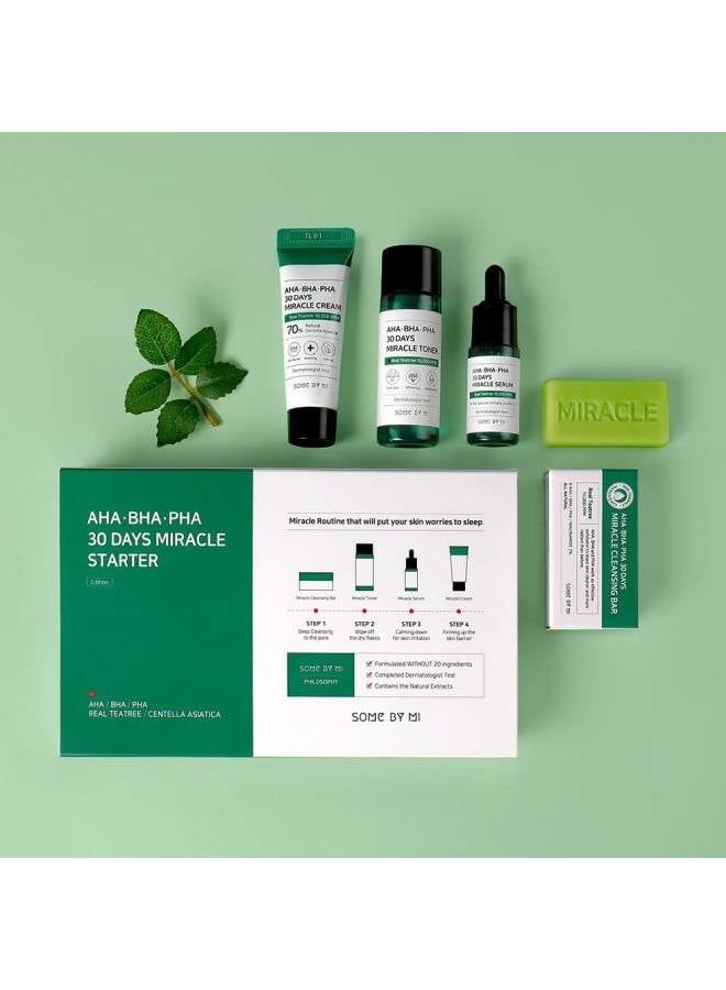 AHA.BHA.PHA 30 Days Miracle Starter Kit 4 Pcs Set (Toner 30ml+Serum 10ml+Cream 20g+Cleansing Bar 25g) Clear - image 2