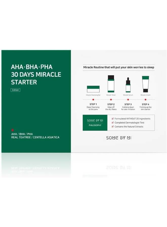 AHA.BHA.PHA 30 Days Miracle Starter Kit 4 Pcs Set (Toner 30ml+Serum 10ml+Cream 20g+Cleansing Bar 25g) Clear - image 3