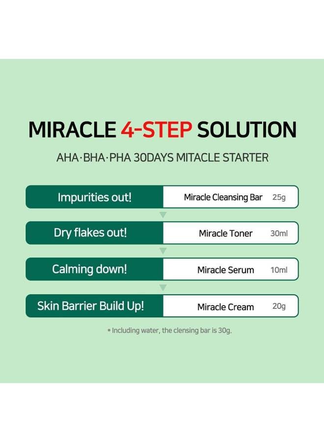 AHA.BHA.PHA 30 Days Miracle Starter Kit 4 Pcs Set (Toner 30ml+Serum 10ml+Cream 20g+Cleansing Bar 25g) Clear - image 4
