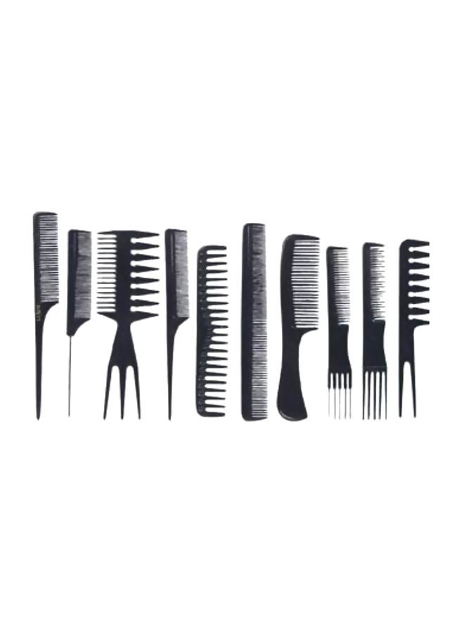 10-Piece Professional Comb Set Black