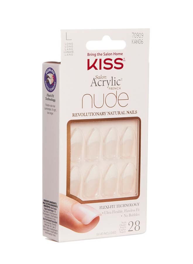 28-Piece Salon Acrylic French False Nails Nude - image 4