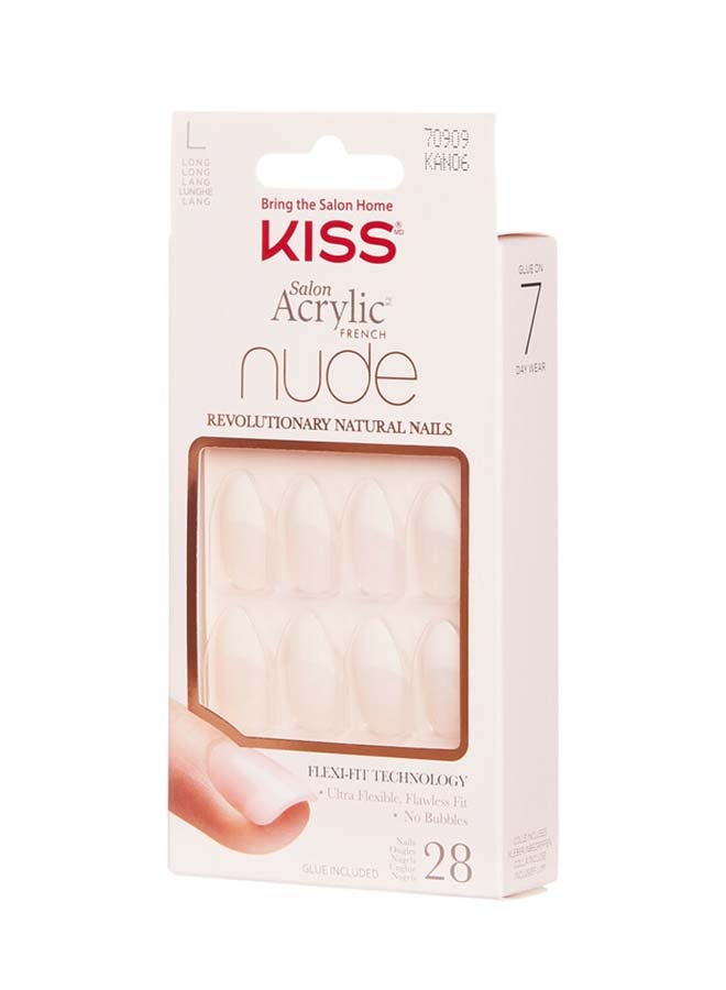 28-Piece Salon Acrylic French False Nails Nude - image 5