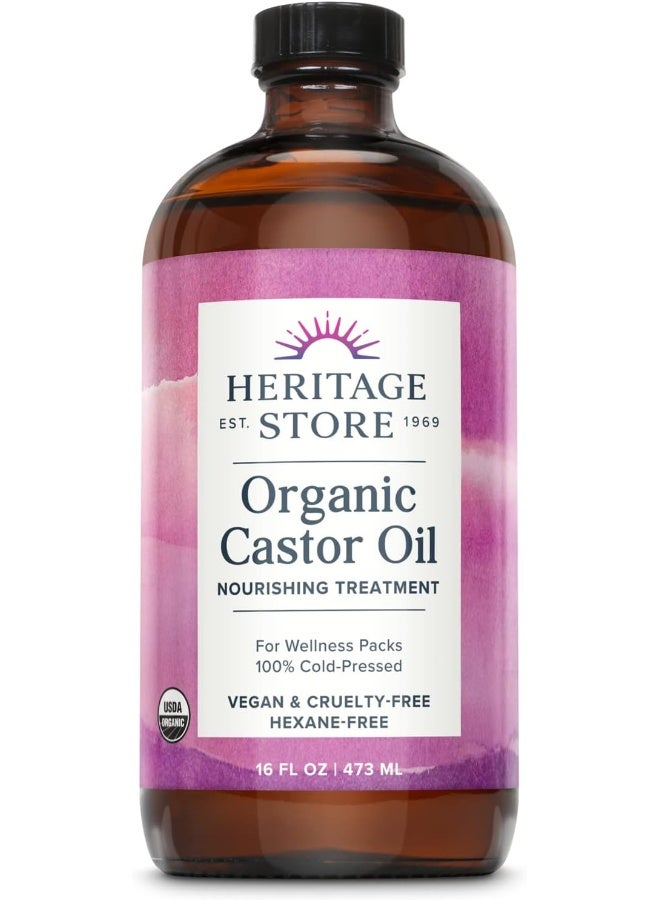 Organic Castor Oil, 100% Cold-Pressed, 16 fl oz