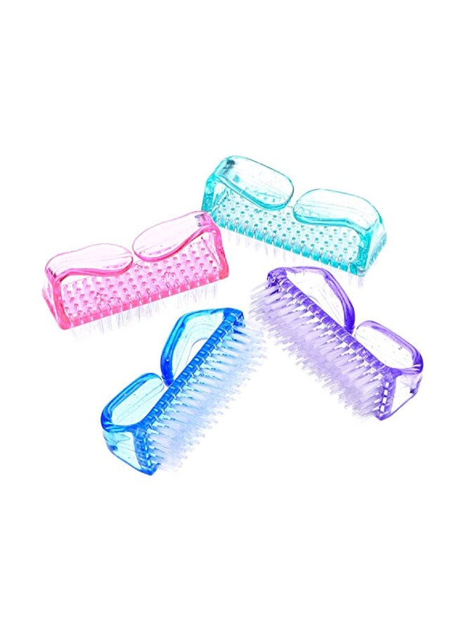 4-Piece Nail Brush Set Blue/Purple/Pink