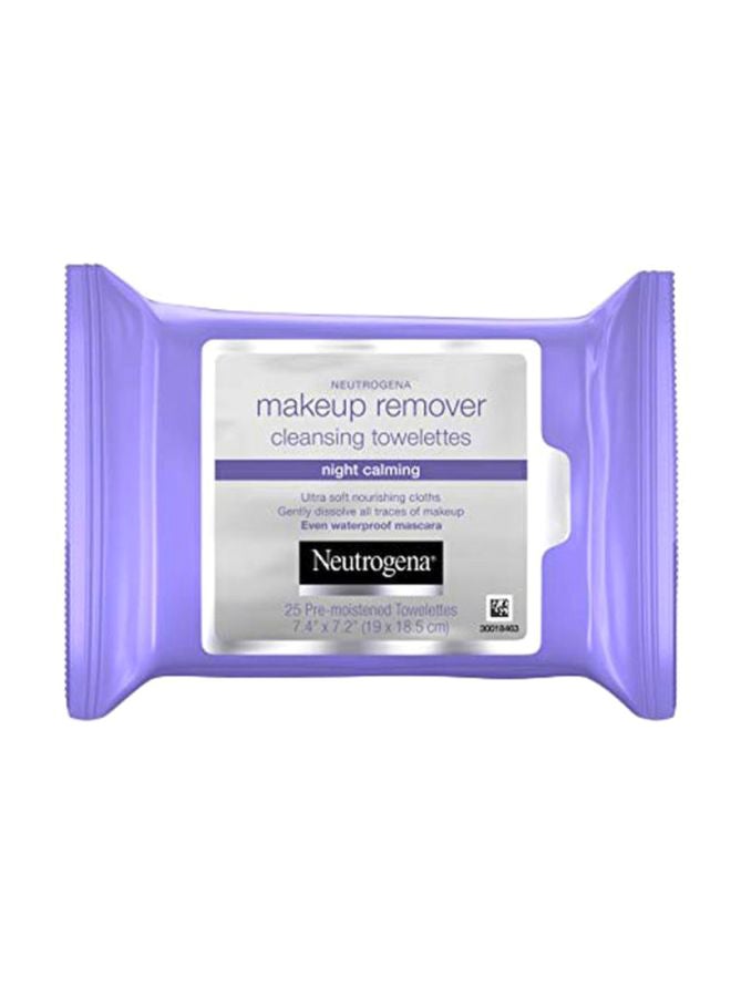 Night Calming Makeup Remover Cleansing Towelettes, 25 Count Purple