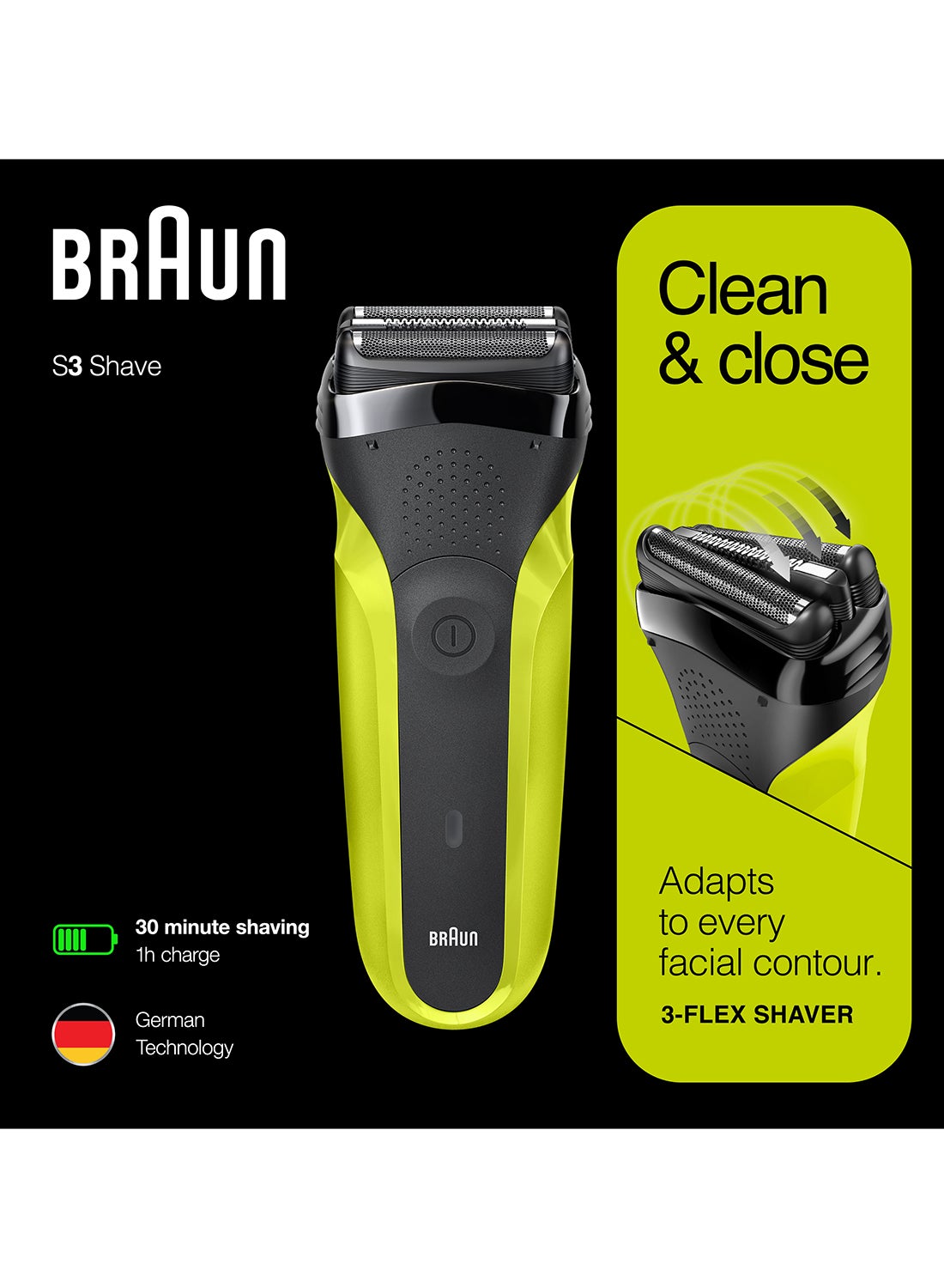 Braun Series 3 300 Electric Shaver, Rechargeable and Cordless Razor for Men Black 300grams - image 2