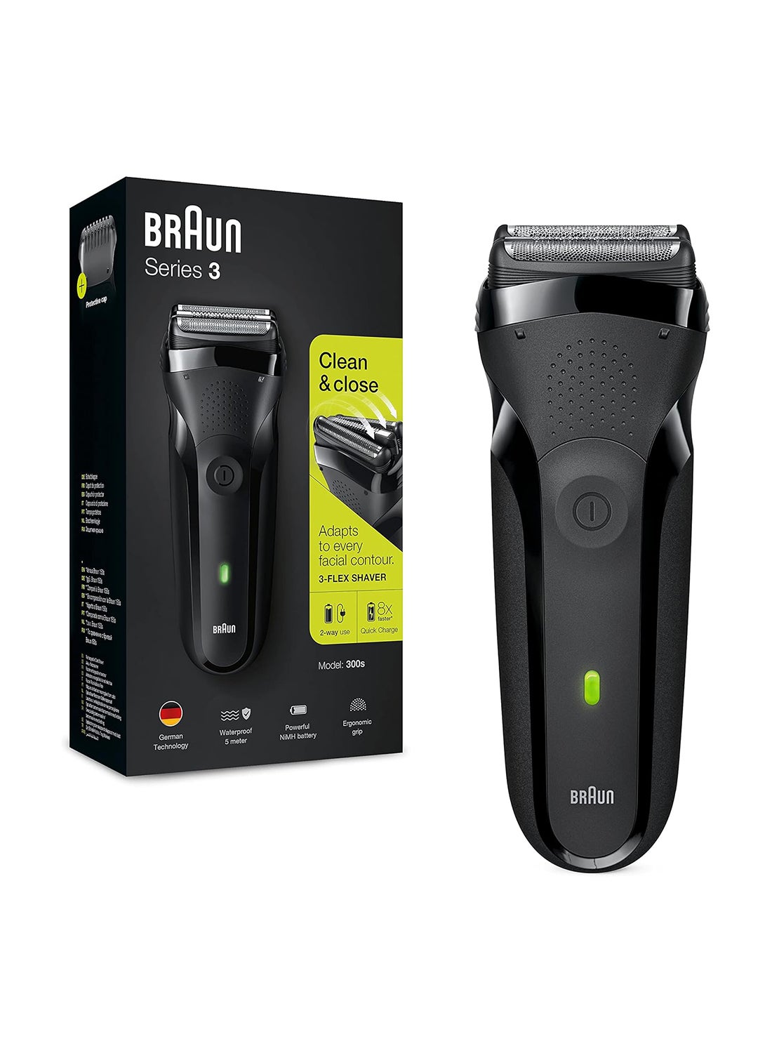 Braun Series 3 300 Electric Shaver, Rechargeable and Cordless Razor for Men Black 300grams