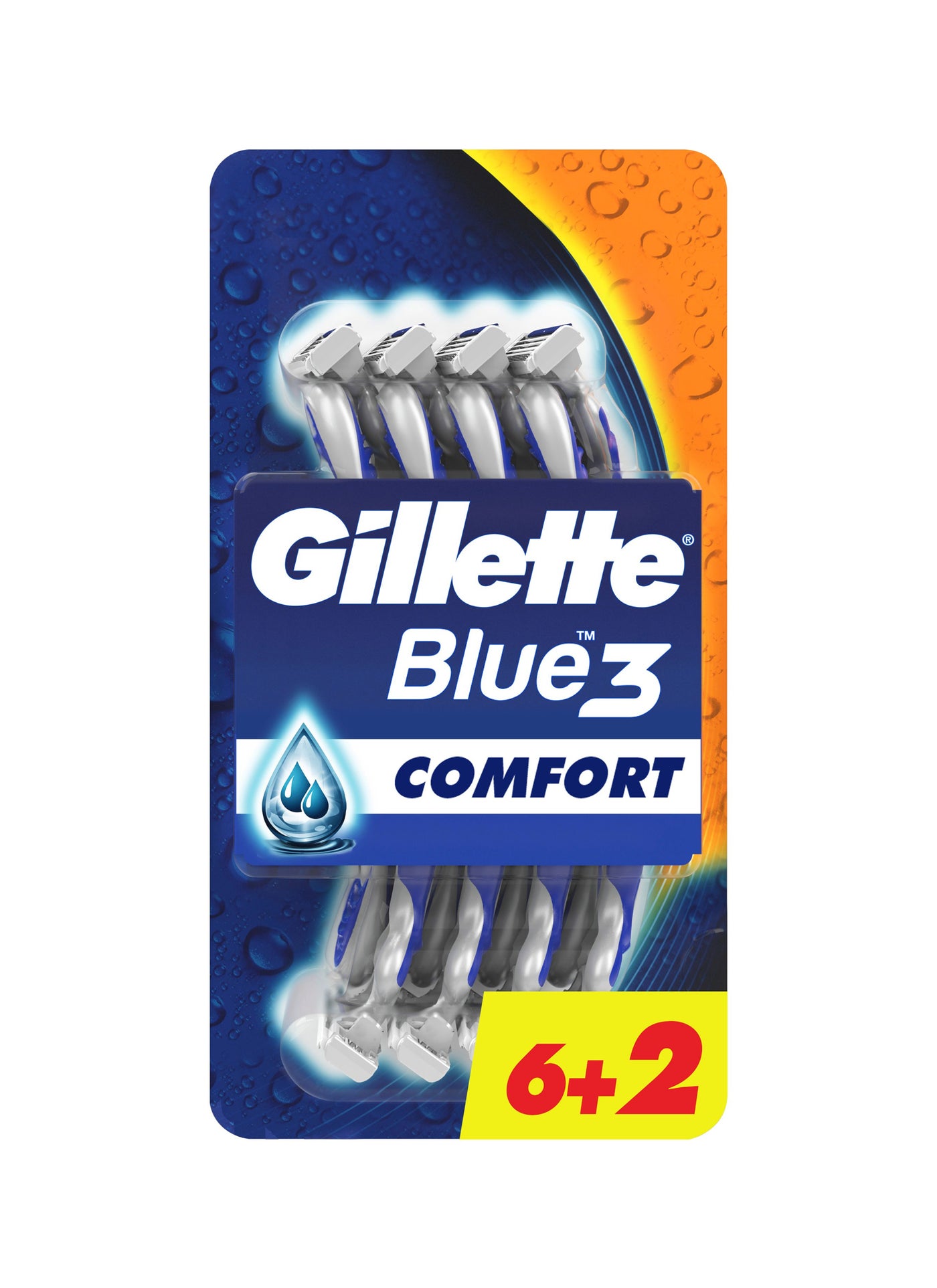 Blue3 Comfort Men's Disposable Razors: 6+2 Count Blue/Silver