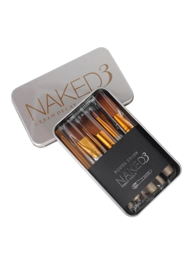 12-Piece Cosmetic Makeup Brush Set Gold/Grey