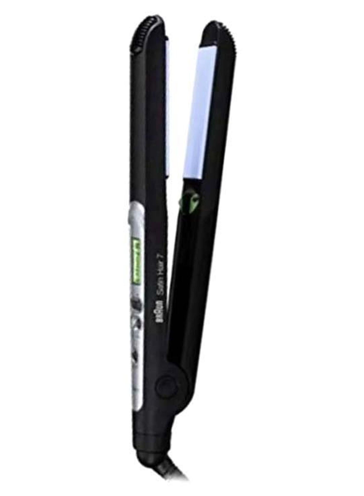Satin Hair 7, IONTEC Hair Straightener with Active Ions, NanoGlide Ceramic Plates, 15 Temperature Settings, Cool Tip, Auto Shut-Off, For Precision Styling with Shine - BRST710SDE Black/Silver