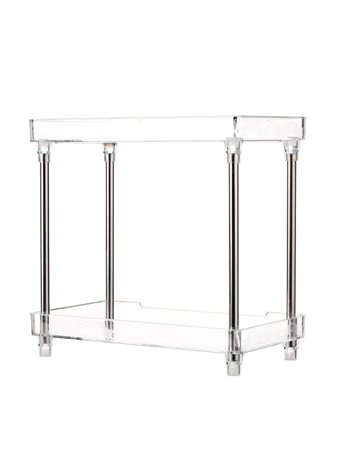 2-Tier Cosmetic Organizer Tray Storage Shelf Caddy Stand Clear