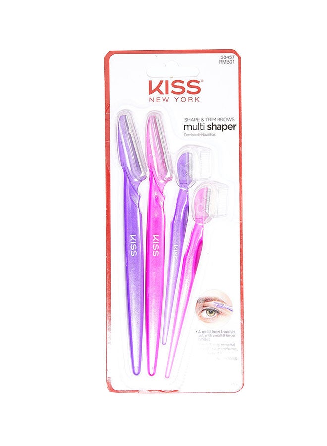 4-Piece Multi Shaper Brow Trimmer Pink/Purple