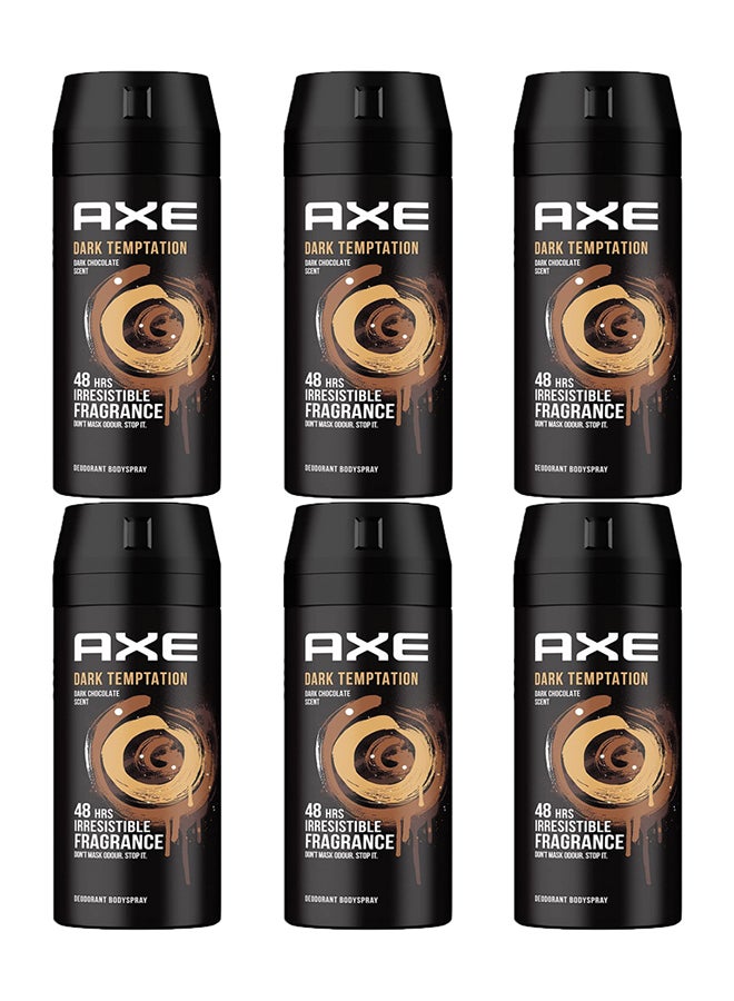 Pack Of 6 Dark Temptation Deodorant Body Spray 150x6ml