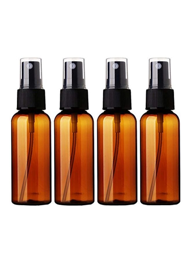 4-Piece Empty Plastic Fine Mist Spray Bottle Brown/Black