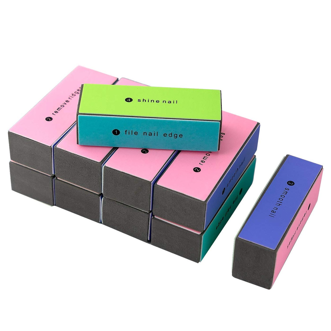 10-Piece 4 Way Shiny Nail Buffer Set Multicolour