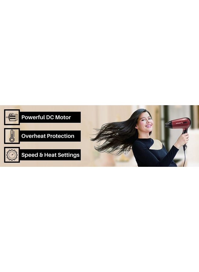Hair Dryer 1300W Powerful Drying Performance With 2 Heat And 2 Speed Settings | Lightweight and Portable With Overheat Protection / Foldable Handle | for Easy Storage SHD-5005 Grey/black Grey/Black - image 10