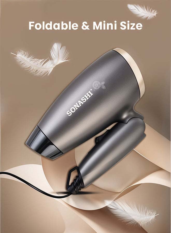 Hair Dryer 1300W Powerful Drying Performance With 2 Heat And 2 Speed Settings | Lightweight and Portable With Overheat Protection / Foldable Handle | for Easy Storage SHD-5005 Grey/black Grey/Black - image 2