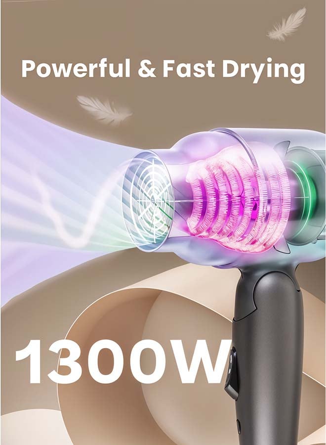 Hair Dryer 1300W Powerful Drying Performance With 2 Heat And 2 Speed Settings | Lightweight and Portable With Overheat Protection / Foldable Handle | for Easy Storage SHD-5005 Grey/black Grey/Black - image 3