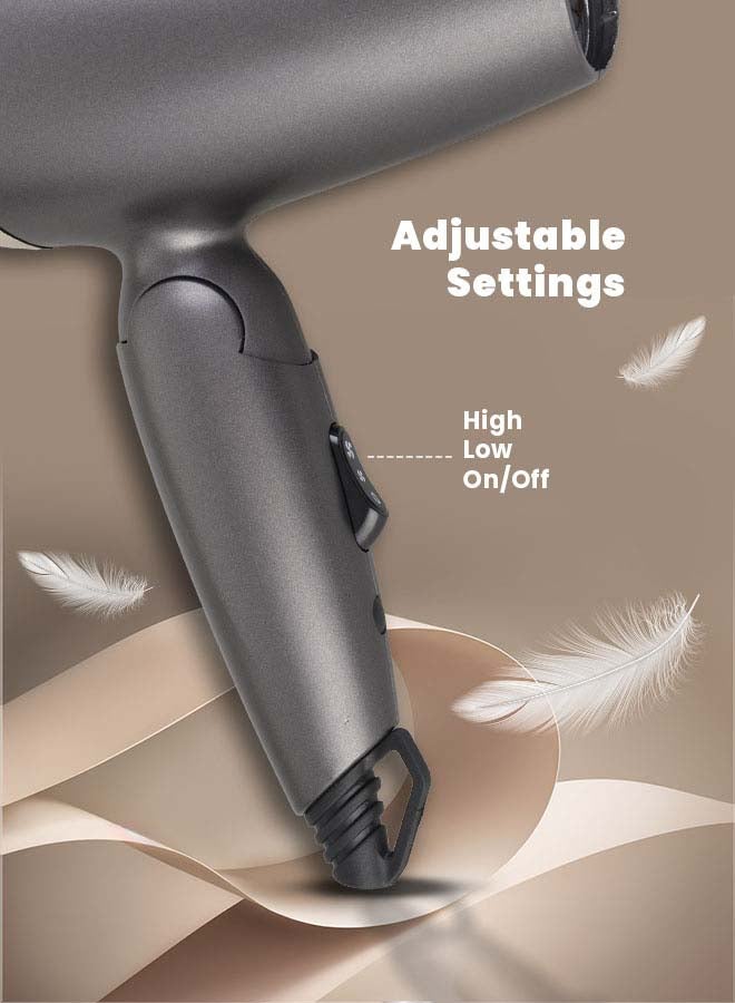 Hair Dryer 1300W Powerful Drying Performance With 2 Heat And 2 Speed Settings | Lightweight and Portable With Overheat Protection / Foldable Handle | for Easy Storage SHD-5005 Grey/black Grey/Black - image 5