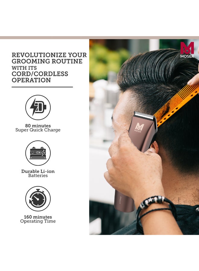 Li+Pro2 Cordless Hair Clipper For Men (Made In Germany) | 160 Minutes Run Time | Led Display With 3-Speed Levels | Stainless Steel Rinseable Blade | Quiet Operation (1888-0151) Brown/Black 270grams - image 3