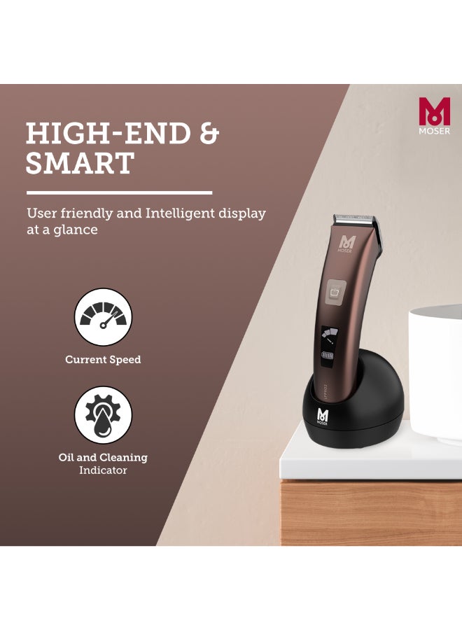 Li+Pro2 Cordless Hair Clipper For Men (Made In Germany) | 160 Minutes Run Time | Led Display With 3-Speed Levels | Stainless Steel Rinseable Blade | Quiet Operation (1888-0151) Brown/Black 270grams - image 4