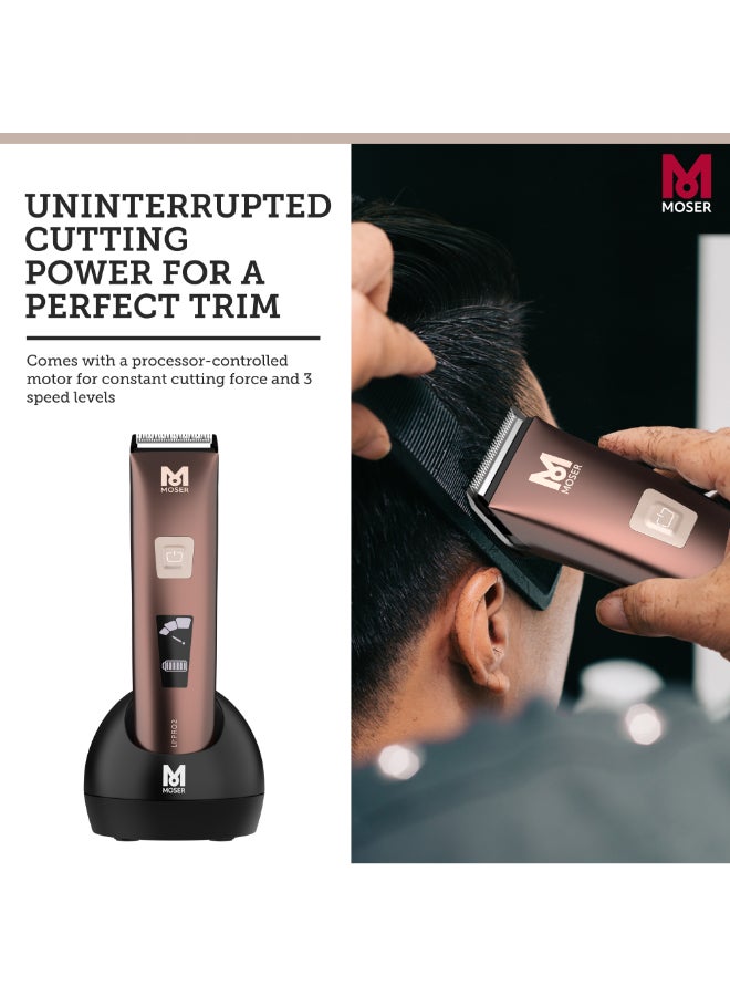 Li+Pro2 Cordless Hair Clipper For Men (Made In Germany) | 160 Minutes Run Time | Led Display With 3-Speed Levels | Stainless Steel Rinseable Blade | Quiet Operation (1888-0151) Brown/Black 270grams - image 5