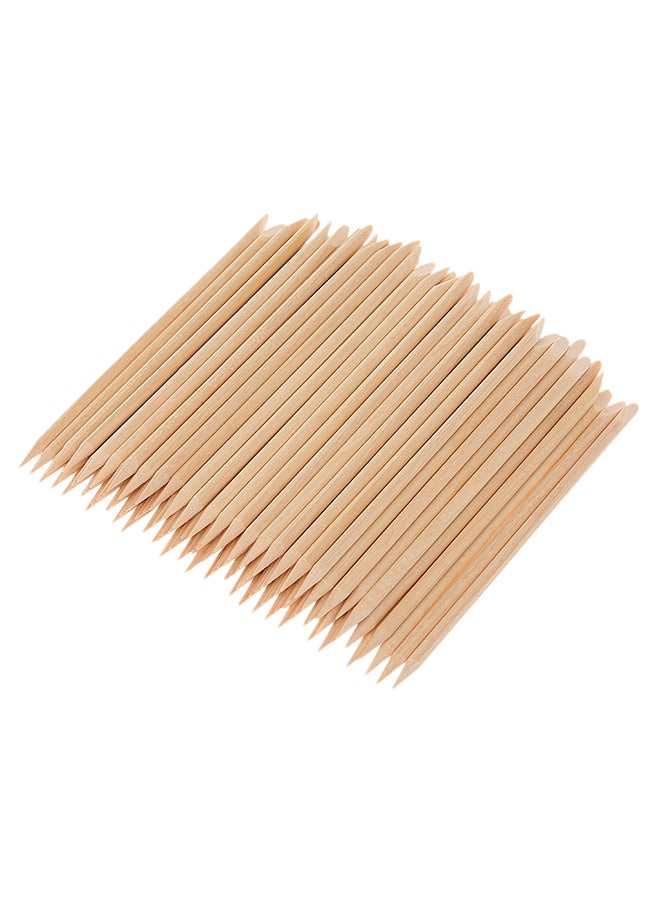100-Piece Wooden Nail Cuticle Stick Set Beige