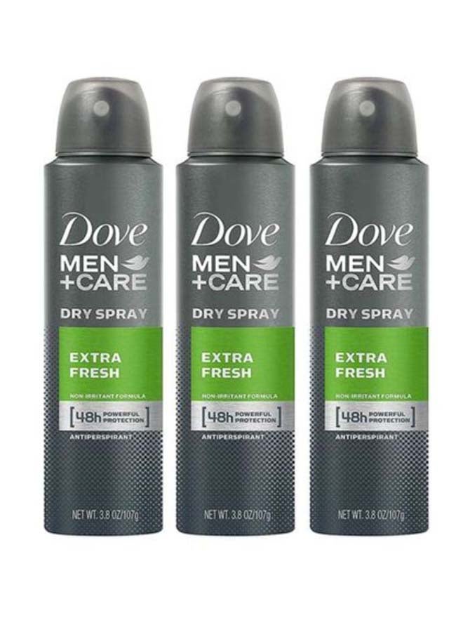 Pack Of 3 Extra Fresh Antiperspirant Dry Spray Grey/Green 3x107grams