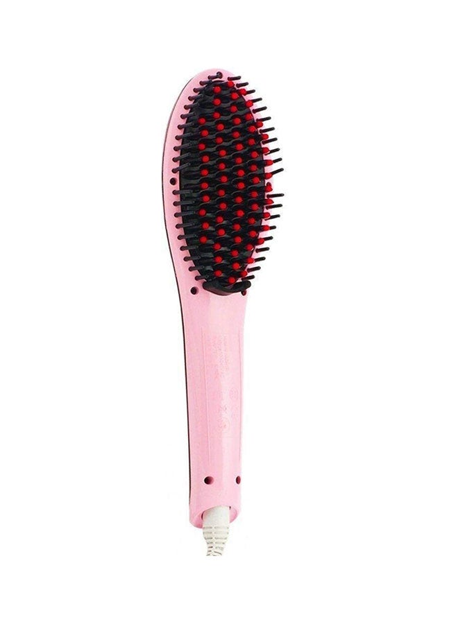 3-In-1 Electric Hair Straightener Brush With LCD Screen Pink