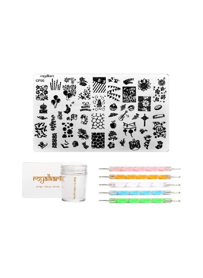 Nail Silicone Stamper Scraper And Double-Sided Dotting Tool Set Multicolour