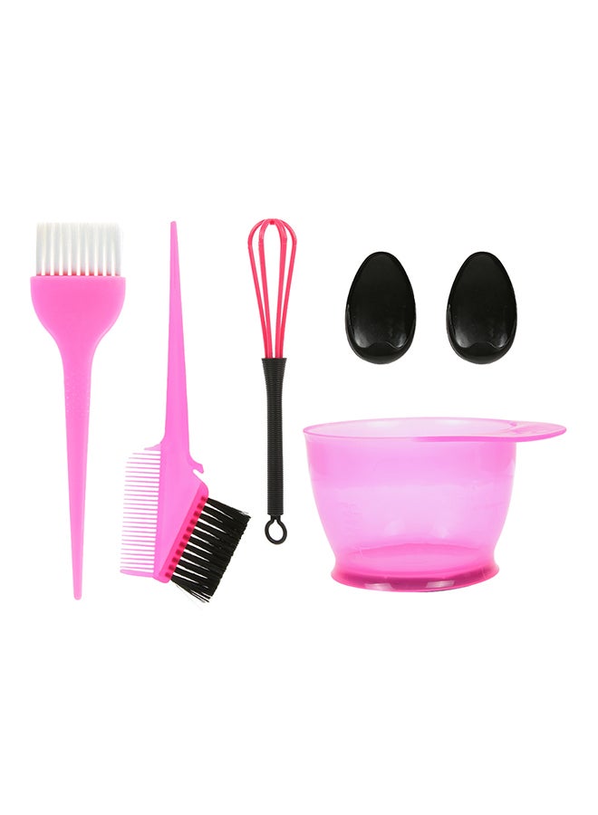 5-Piece Hair Dye Color Brush And Bowl Set Pink/Black