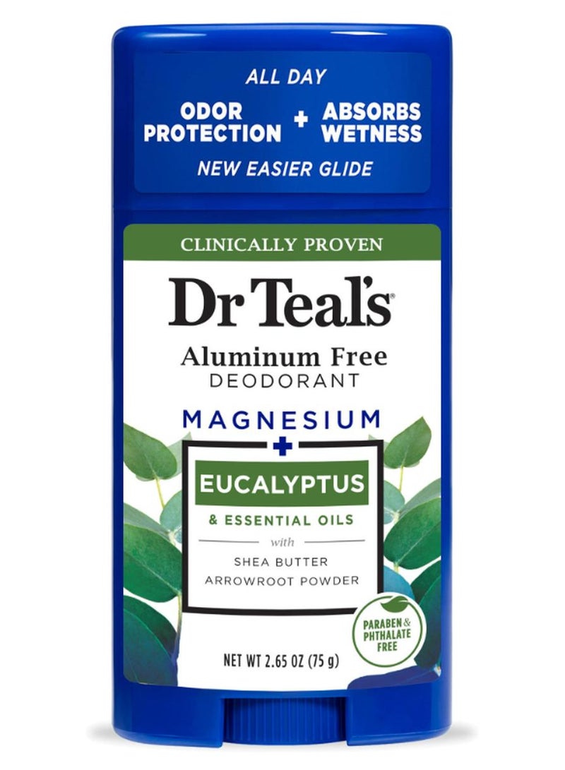 Aluminum-Free Eucalyptus Deodorant for All-Day Odor Protection - Naturally Absorbs Wetness with Magnesium & Spearmint 75grams