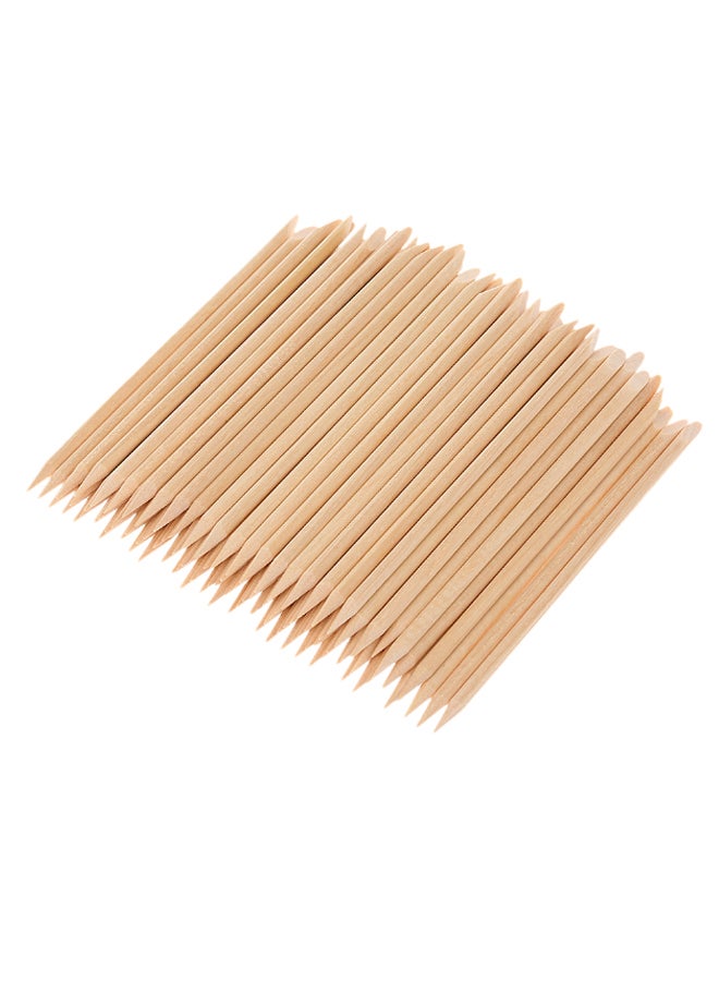 100-Piece Wood Cuticle Pusher Set Beige