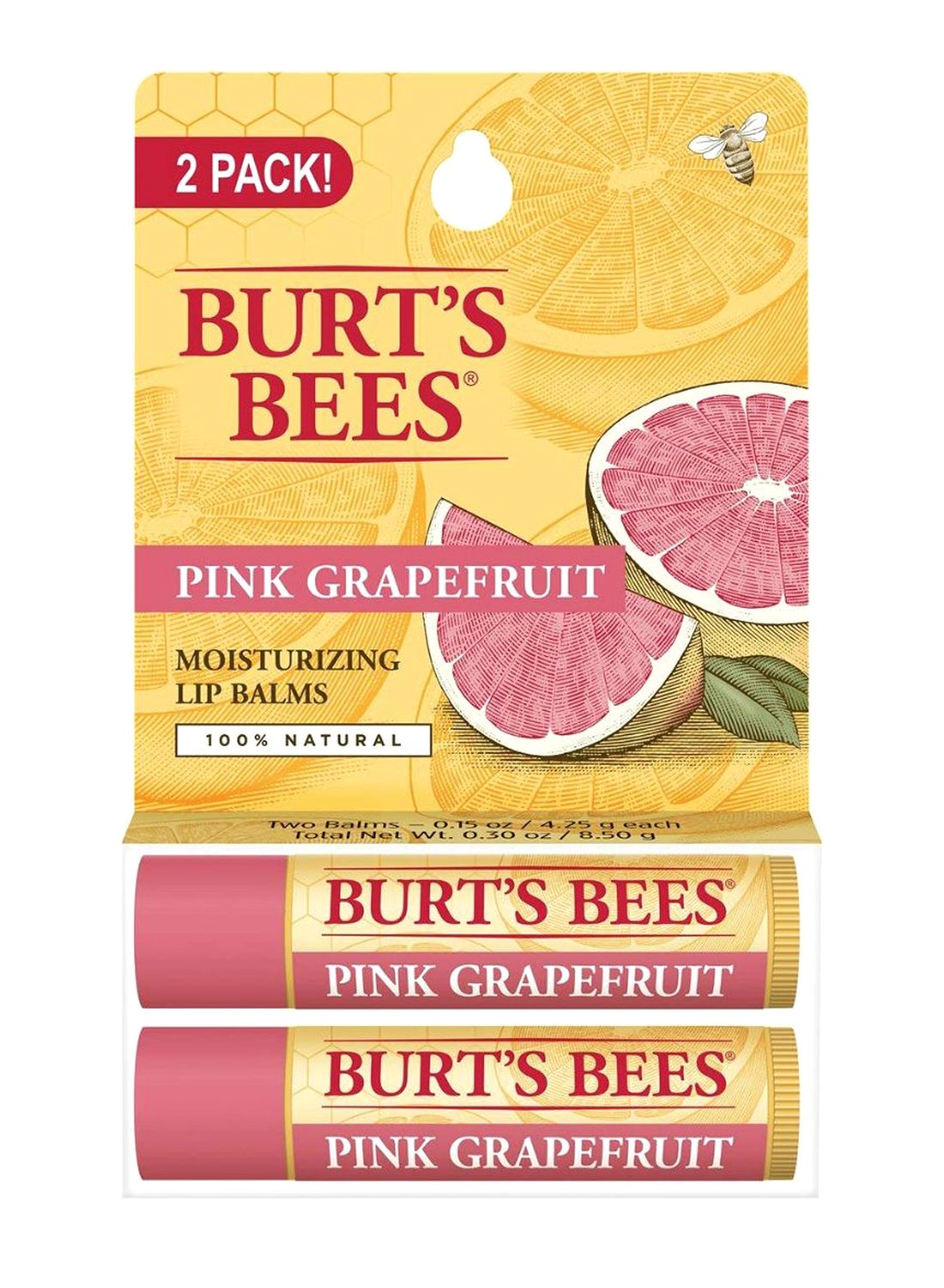 Pack Of 2 Grapefruit Moisturizing Lip Balm White 2x4.25grams