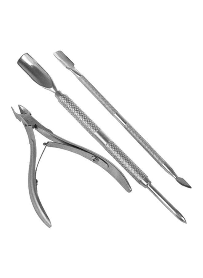 3-Piece Nail Care Manicure Tool Set Silver