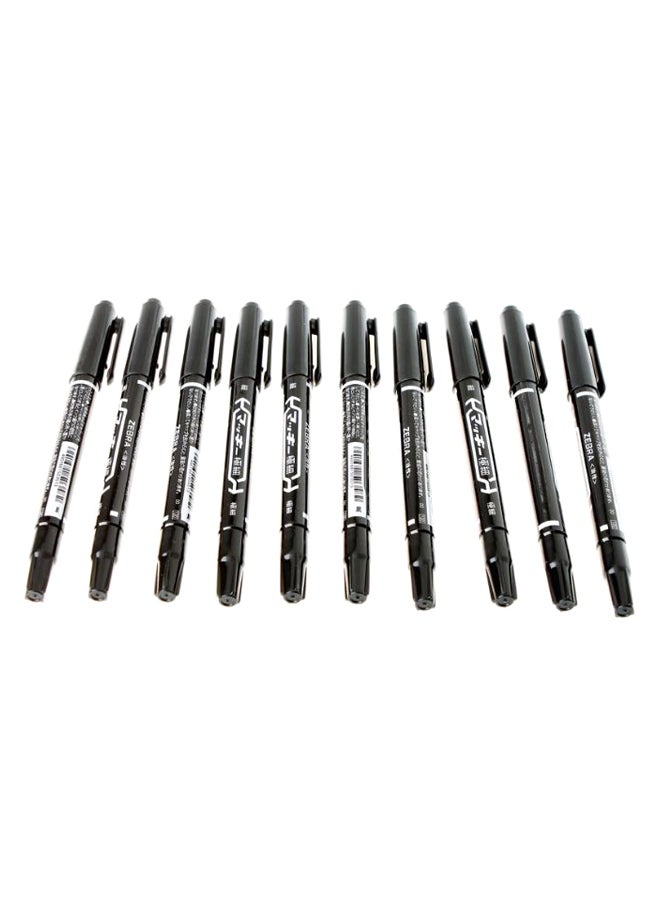 10-Piece Double-Headed Tattoo Marker Pen Set Black