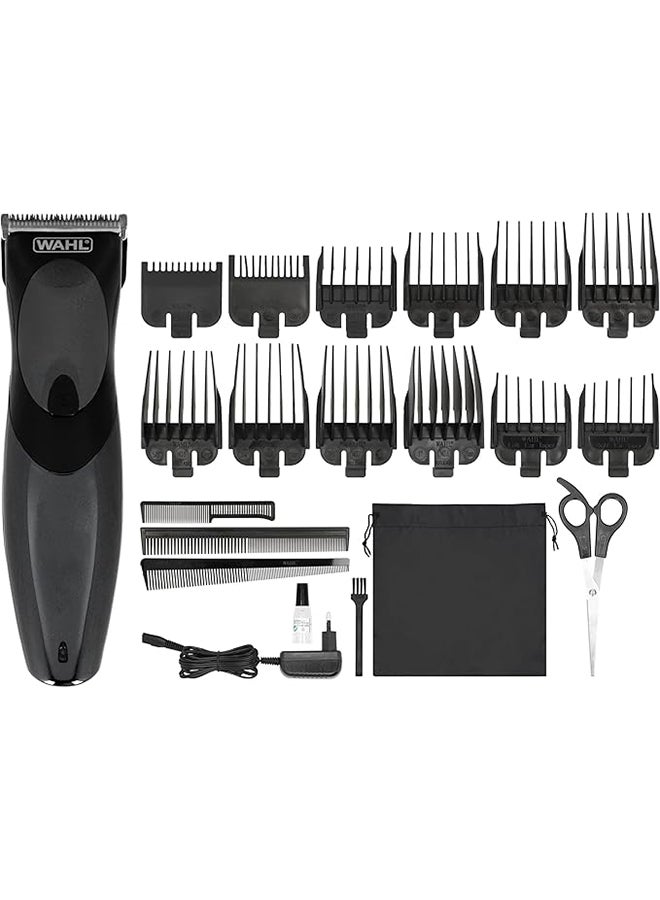 Wahl Haircut + Beard Power Precision, Rechargeable Hair Clipper, 12 Comb Attachments, Detachable And Rinsable Blades, 09639-827 Black Black