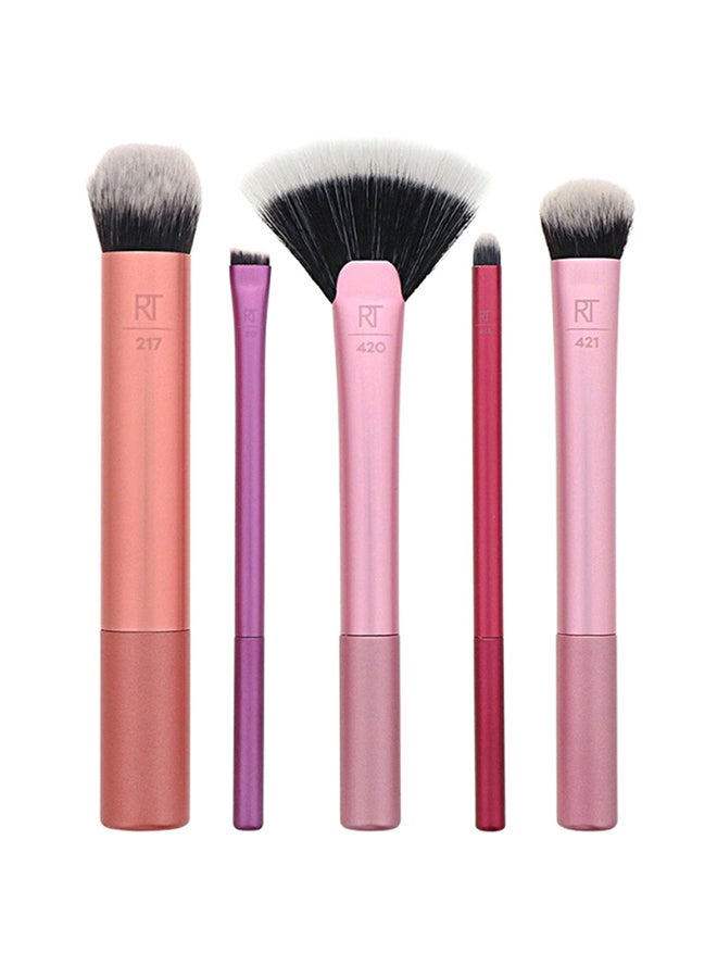 5-Piece Artist Essential Makeup Brush Set Pink/Brown/Black
