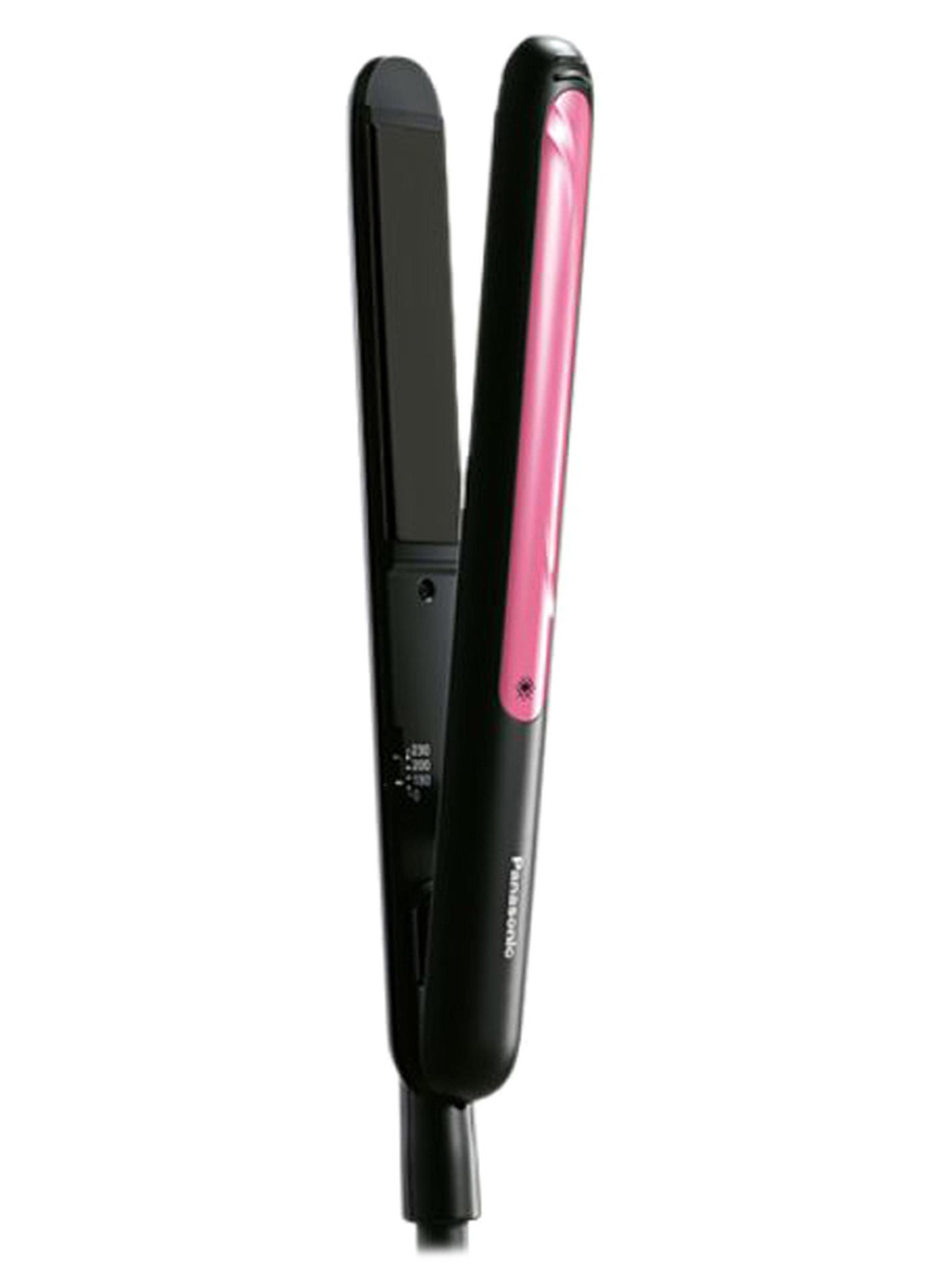 2-Way Smooth Sliding Ceramic Plate Hair Straightener Curler, Eh-Hv21 Black/Pink