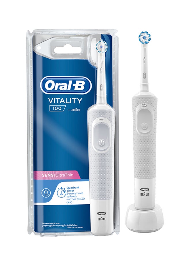 Vitality 100 Sensi Ultra-Thin Rechargeable Electric Toothbrush, 1 Count Brown 41mm