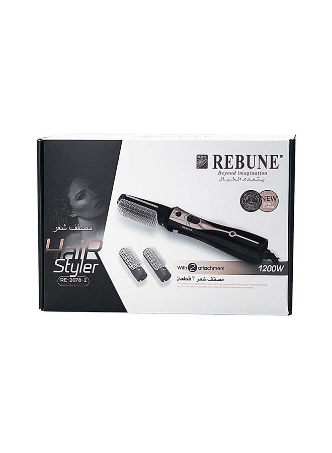 Electric Hair Styler Brush With 2 Attac Black/Grey/Rose Rold