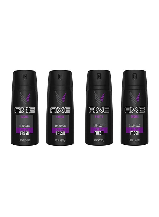 4-Piece Excite Body Deodorant Spray