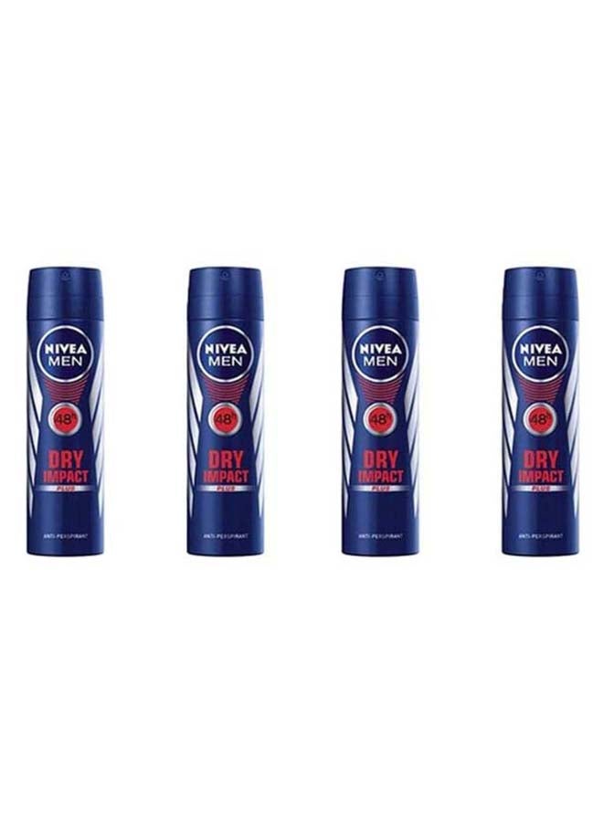 Pack Of 4 Dry Impact Plus Body Deodorant 600ml