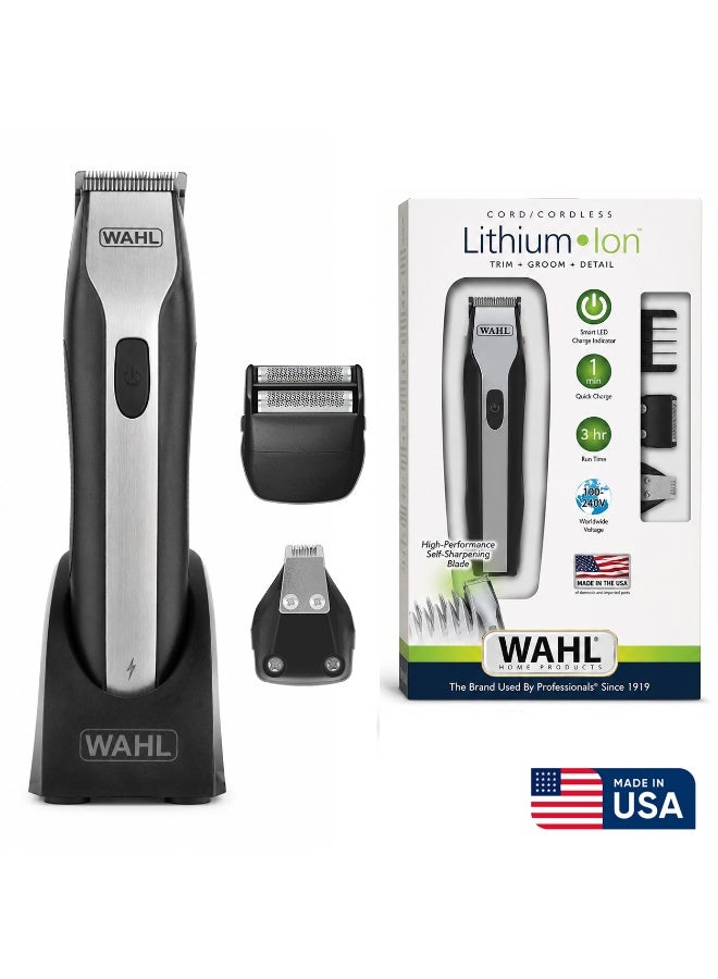 Wahl Optimus Lithium Ion 7 in 1 Beard Trimmer | Cordless 180 Min Run Time|  4 Beard Combs with Variable Guide Comb | 1 Shaver Head | 9885-027 Black/Silver
