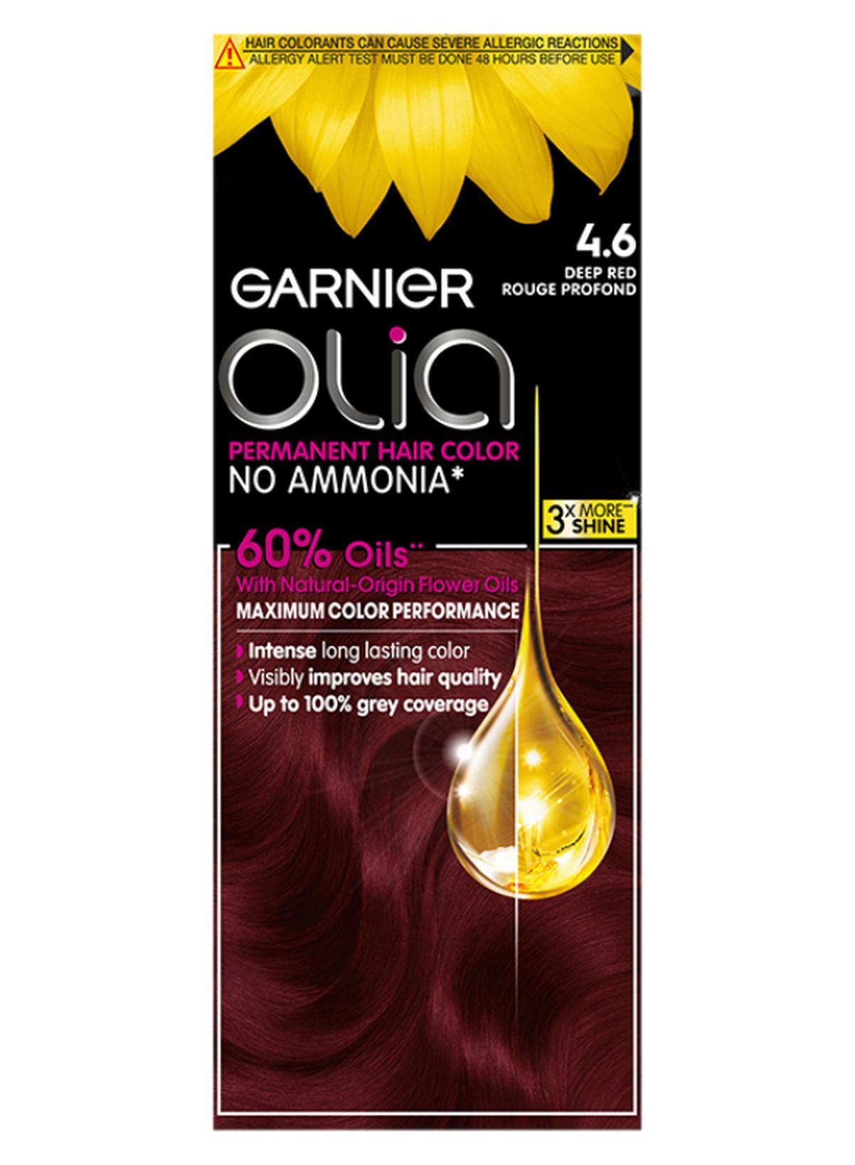 Olia No Ammonia Permanent Brilliant Color 60% Oil-Rich Permanent Hair Color 4.6 Deep Red 50g 50g 12ml