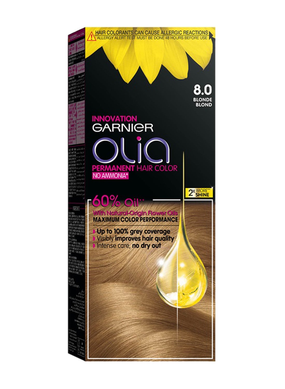Olia, No Ammonia Permanent Hair Color With 60% Oils, 8.0 Blonde 8.0 Blonde