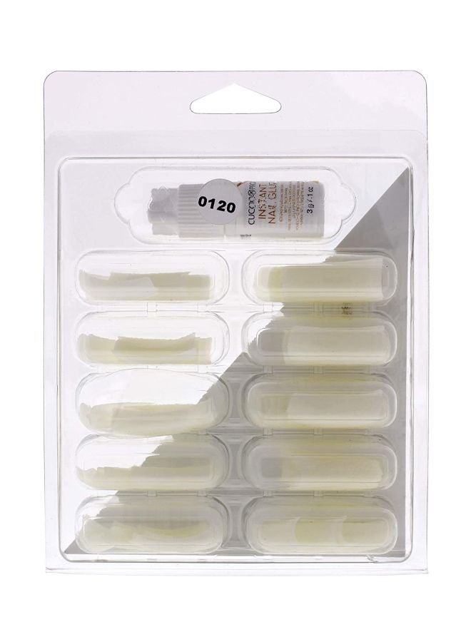 100-Piece Revelation Tips Acrylic Nails With Glue White