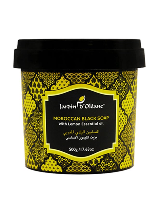 Moroccan Black Soap With Lemon Essential Oil Black 500grams