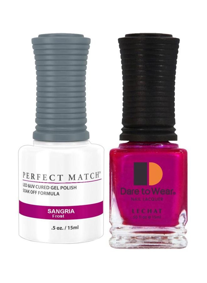 2-Piece Dare To Wear Nail Lacquer With Perfect Match UV Cured Gel Polish Set Sangria Frost
