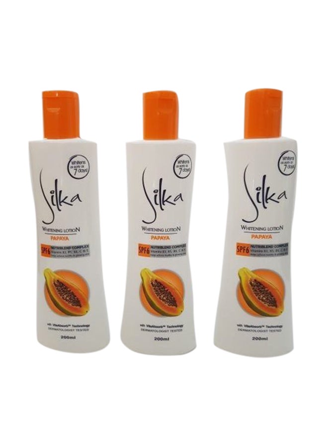 3-Piece Whitening Papaya Lotion SPF6 3x200ml